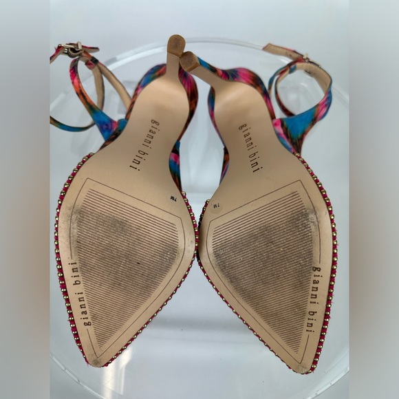 GIANNI BINI TYE DYE STUDDED ANKLE WRAP STRAP PUMPS - Picture 7 of 9